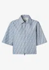 Fendi Women Ff Denim Chambray Cropped Jacket In Blue