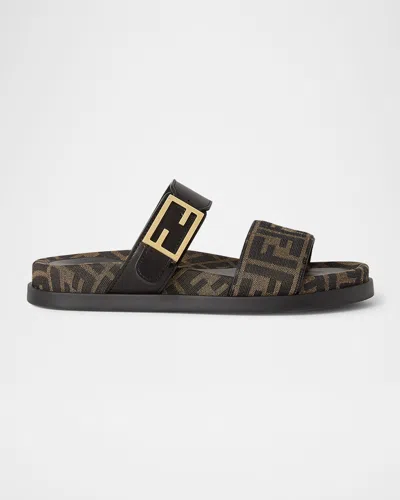 FENDI FF MONOGRAM FEEL SLIDE SANDALS