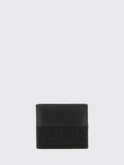 Fendi Ff Monogram Jacquard Calfskin Leather Bifold Wallet In Black