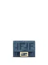 Fendi Ff Monogram Jacquard Wallet In Blue