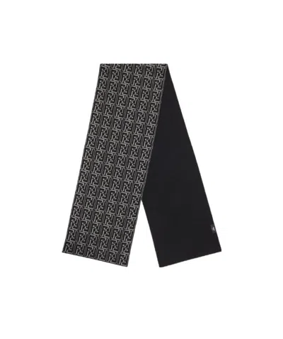 Fendi Ff-monogram Knit Scarf In Black