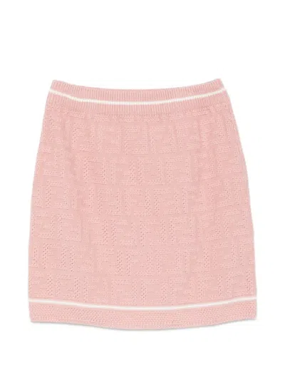 Fendi Kids' Ff Monogram Knit Skirt In Pink