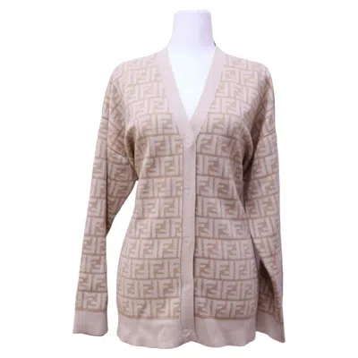 Pre-owned Fendi Ff Monogram Long Cardigan - Us 8 / It 44 In Gray
