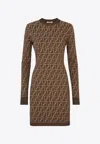 Fendi Ff Monogram Mini Dress In Brown