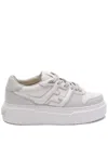 Fendi Match Low Top Platform In Pelle Grigia In White