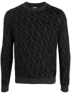 Fendi Ff Monogram-pattern Jumper In Grey