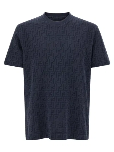 Fendi Ff Monogram Piqué T-shirt In Blue