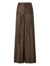 Fendi Ff-monogram Pleated Silk Trousers In Brown