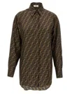 Fendi Silk Shirt With Ff Motif In Brown