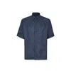 Fendi Ff Monogram Silk Shirt Men In Blue