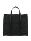 Fendi Structured Monogram Tote Bag With Detachable Strap In Black
