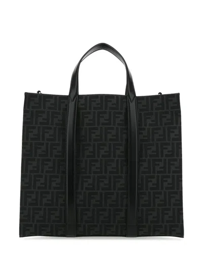 Fendi Ff-monogram Tote Bag In Black