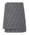 Fendi Ff-monogram Wrap Miniskirt In Gray