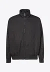 Fendi Men Black Jacket With High Neck And All-over Ff Motif In Tech Fabric Man In Black