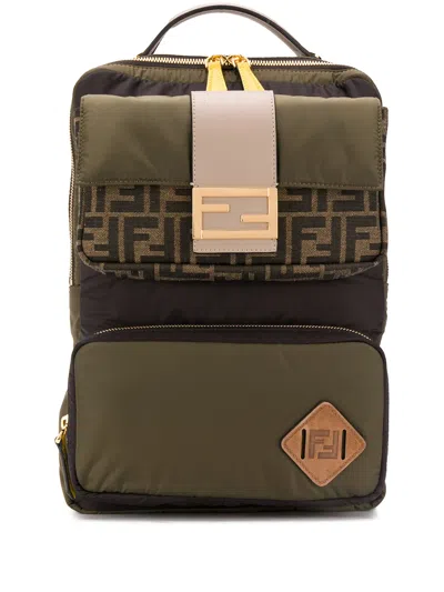 Fendi Ff-motif Backpack In Green