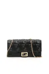 Fendi Ff Motif Baguette Continental Chain-linked Wallet In Black