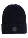 Fendi Men Midnight Blue Wool Blend Beanie Hat In Black