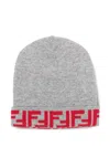 Fendi Ff-motif Beanie Hat In Gray