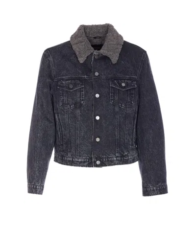 Fendi Point-collar Buttoned Jacket In Blue