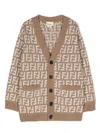 Fendi Ff-motif Button-up Cardigan In Neutrals