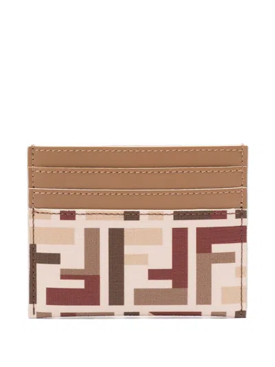 Fendi Ff-motif Cardholder In Neutral