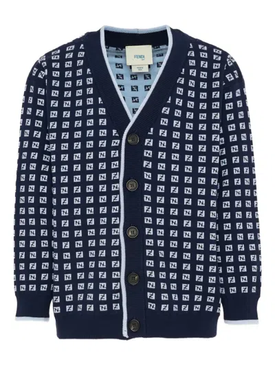 Fendi Ff-motif Cardigan In Blue