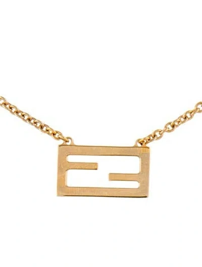 Pre-owned Fendi Ff Motif Chain Pendant Necklace, 27" In Multi