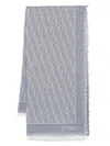 Fendi Ff Motif Cotton Scarf With Fringed Edge