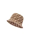 Fendi Ff Motif Crochet Bucket Hat In Brown