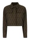 Fendi Ff Logo Cropped Jacket In Brown