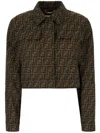 Fendi Ff Logo Cropped Jacket In Brown