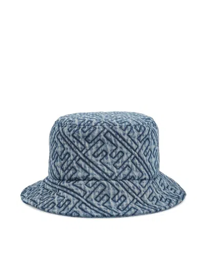 Fendi Ff Motif Denim Bucket Hat In Blue