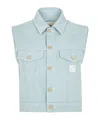 Fendi Ff-motif Denim Gilet In Green