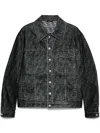 Fendi Ff-motif Denim Jacket In Grey