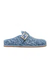 Fendi Ff Motif Denim Mules In Blue