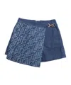 Fendi Ff-motif Denim Shorts In Blue