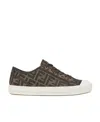 Fendi Ff Jacquard Low-top Sneakers In Brown