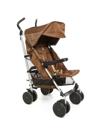 Pre-owned Fendi Ff Motif Foldable Stroller In Brown