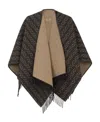 Fendi Ff-motif Fringed Poncho In Black