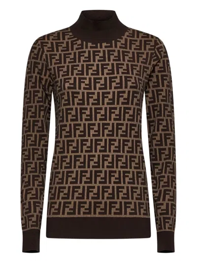 Fendi Ff Motif High-neck Sweater In Multi