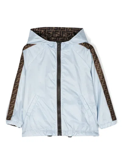 Fendi Kids' Ff-motif Hooded Jacket In Blue