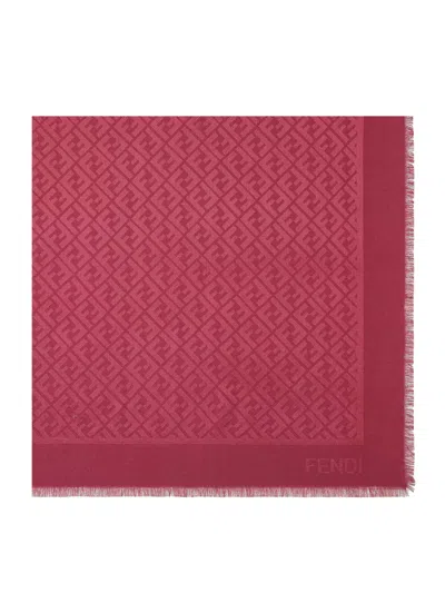 Fendi Ff Motif Jacquard Scarf - 140 Cm X 140 Cm In Rosso