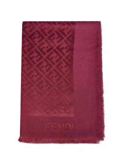 Fendi Ff Motif Jacquard Scarf In Red