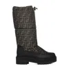 Fendi Ff Motif Knee-high Boots In Black