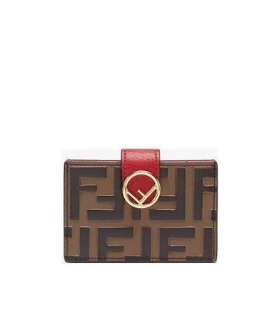 Fendi Ff Motif Leather Cardholder In Brown