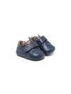 Fendi Ff-motif Leather Crib Shoes In Blue
