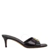 Fendi Fold Leather Kitten-heel Sandals In Black
