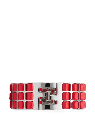 Fendi Ff Motif Leather-panelled Bracelet In Transparent