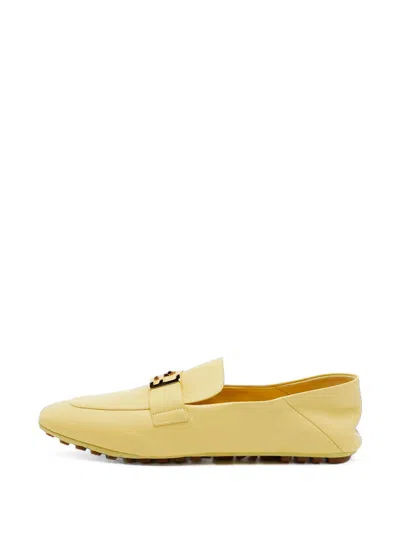 Pre-owned Fendi Ff Motif Loafers In Yellow