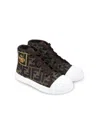 Fendi Ff-motif Mid-top Sneakers In Brown